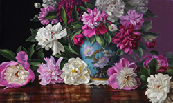 Peonies in a Blue Vase