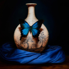 Blue Emperor Butterfly on Sovona Vase