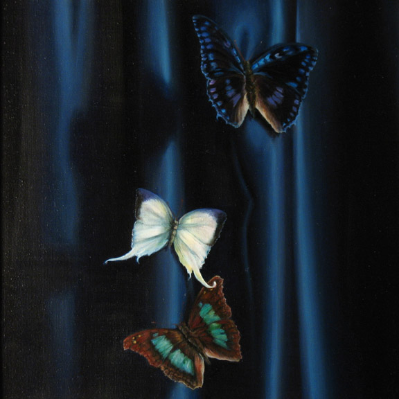 Butterflies on Cobalt Blue Cloth