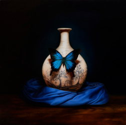 Blue Emperor Butterfly on Savona Vase