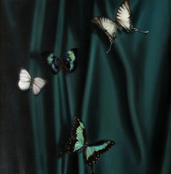 Butterlfies on Teal Green Cloth